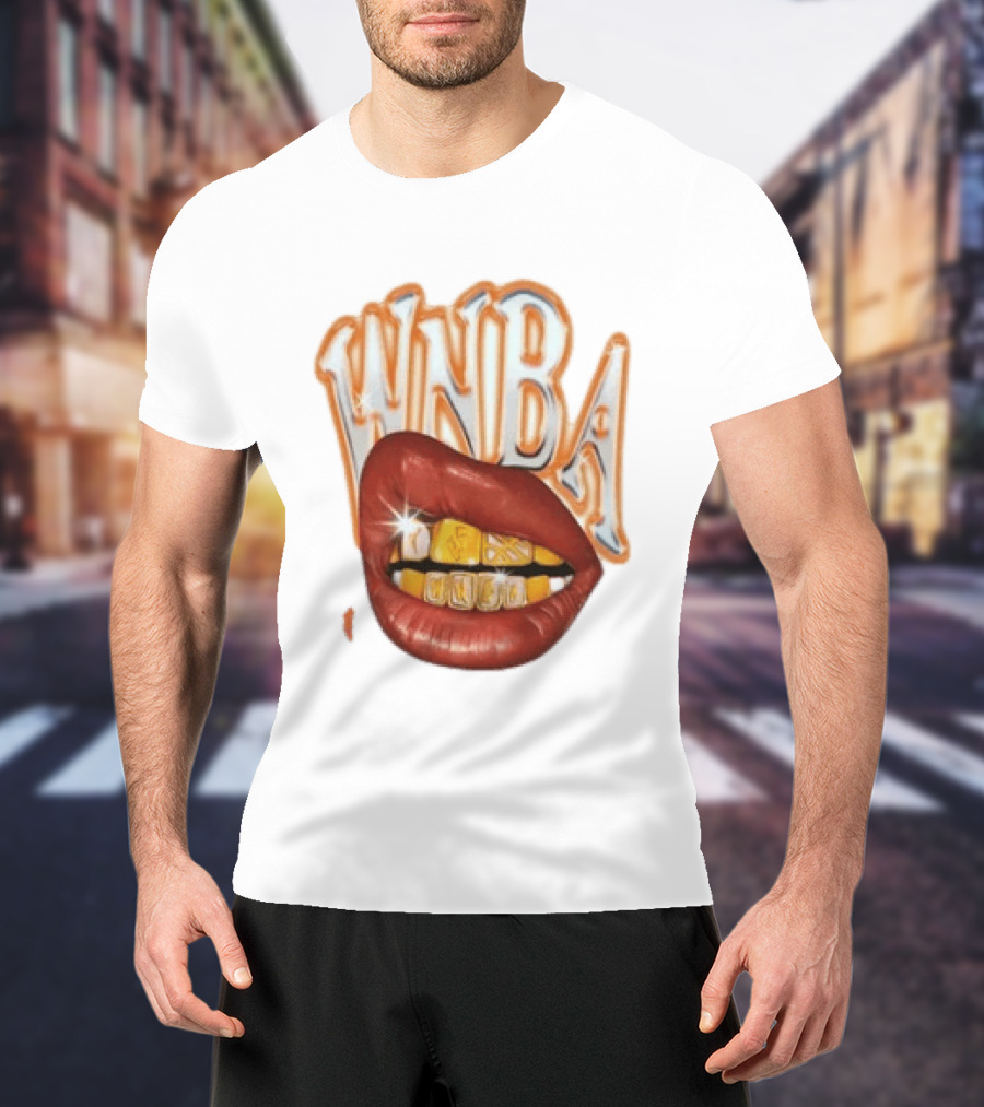 WNBA Lips Gold Grillz Basketball T-Shirt
