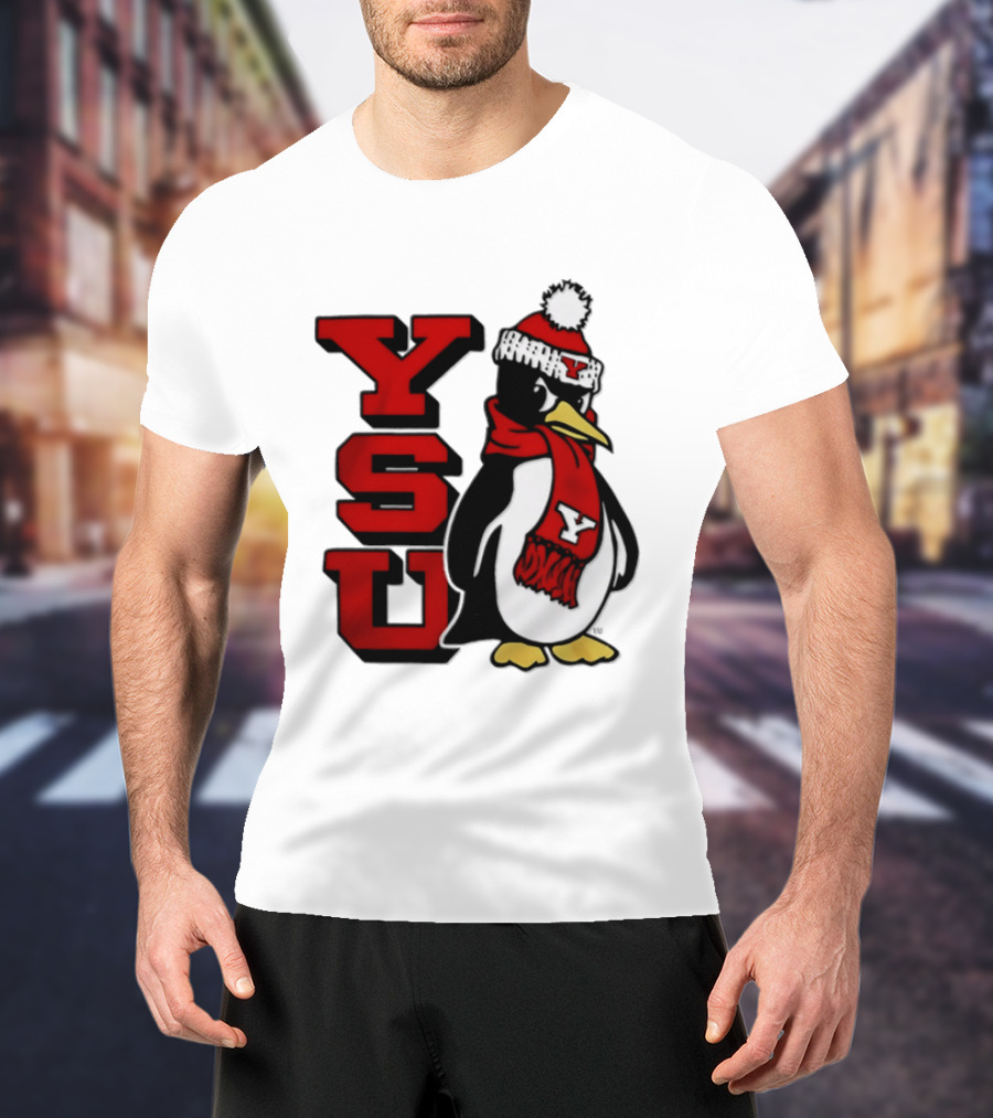 Youngstown State University YSU Penguin Winter Hat Scarf T-Shirt