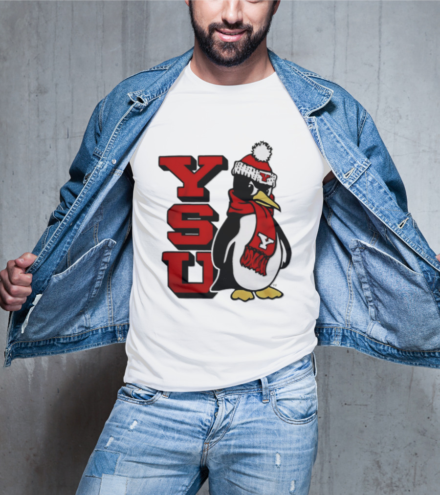 Youngstown State University YSU Penguin Winter Hat Scarf T-Shirt