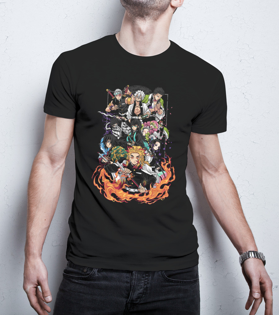 Kimetsu No Yaiba Demon Slayer Hashira Pillars Flame And Water Hashira T-Shirt