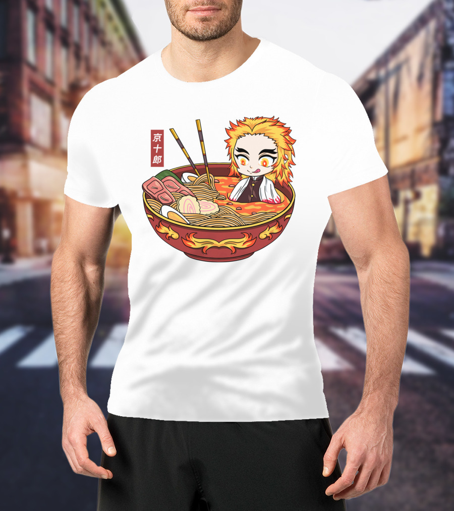 Kimetsu No Yaiba Demon Slayer Rengoku In Ramen Bowl Anime T-Shirt