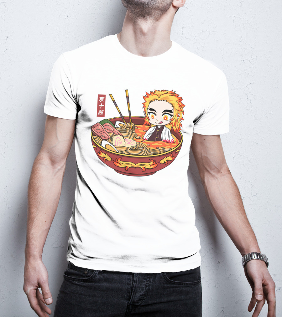 Kimetsu No Yaiba Demon Slayer Rengoku In Ramen Bowl Anime T-Shirt