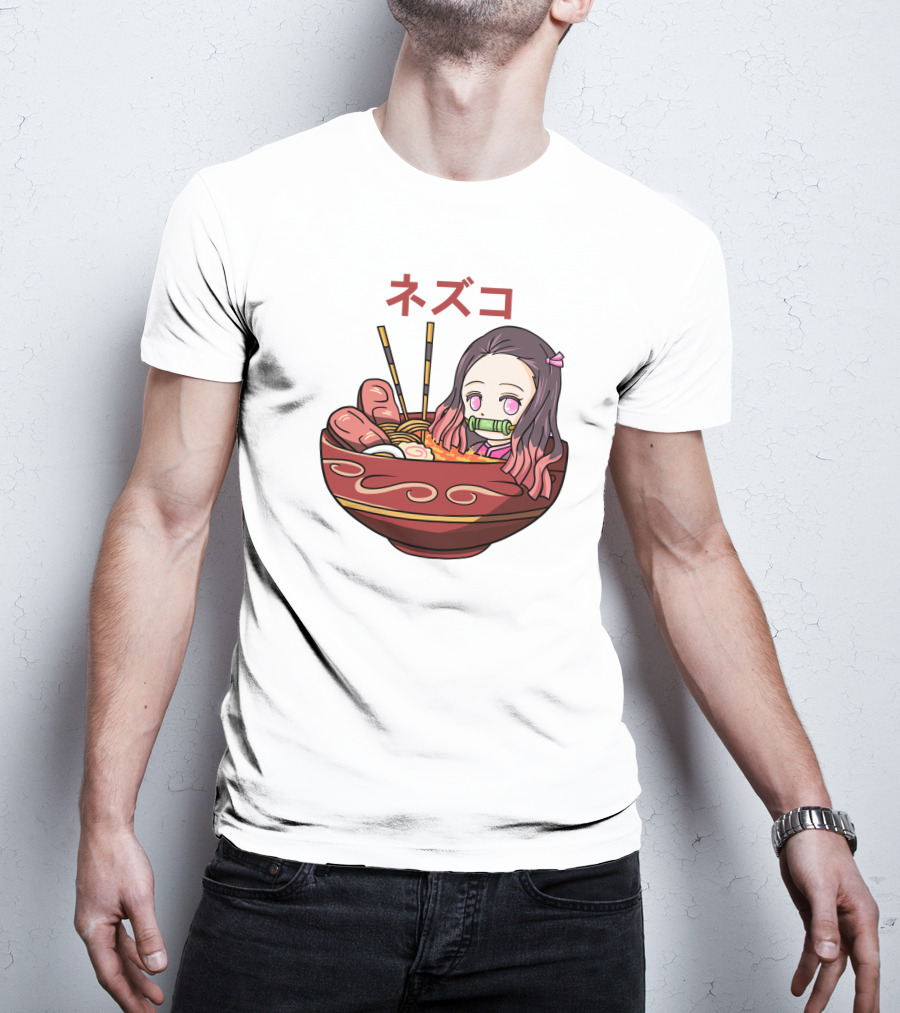 Nezuko Ramen Bowl Kimetsu No Yaiba Demon Slayer Character T-Shirt