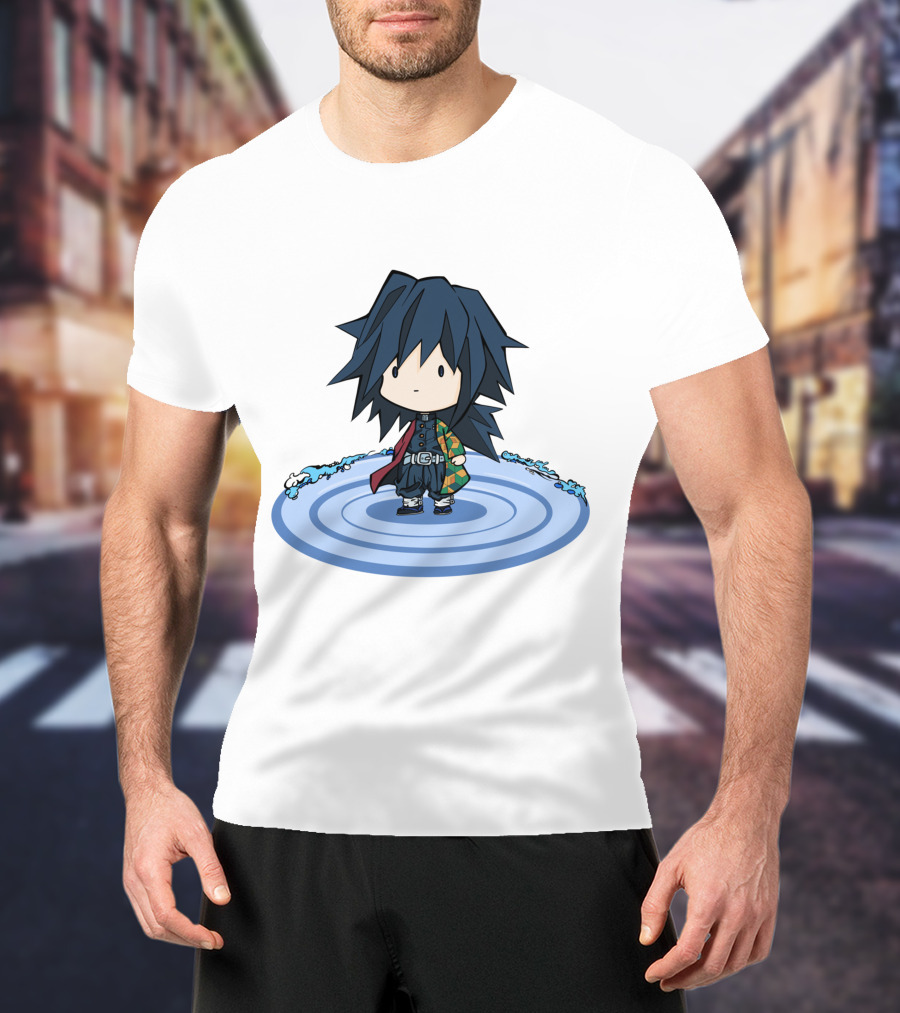Giyu Tomioka Chibi Character Water Circle Kimetsu No Yaiba Demon Slayer T-Shirt