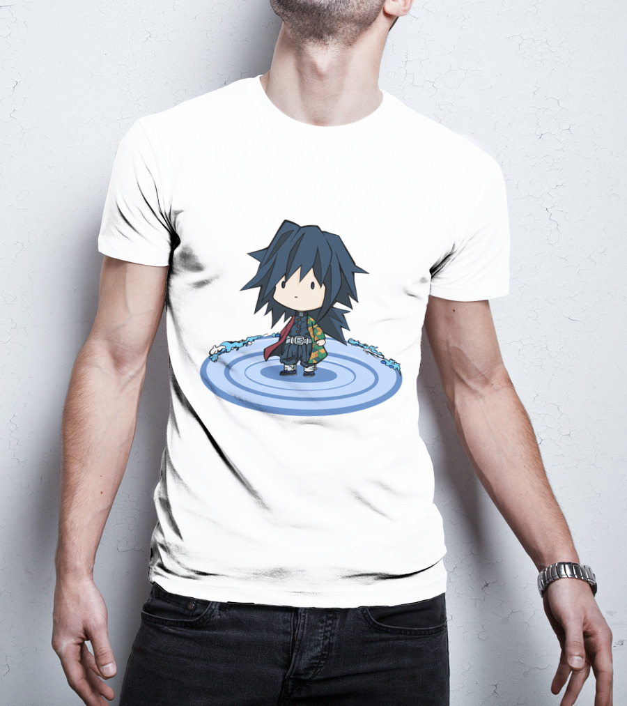 Giyu Tomioka Chibi Character Water Circle Kimetsu No Yaiba Demon Slayer T-Shirt