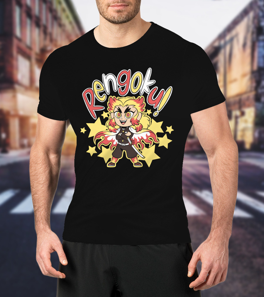 Rengoku Demon Slayer Kimetsu No Yaiba Starburst Character T-Shirt