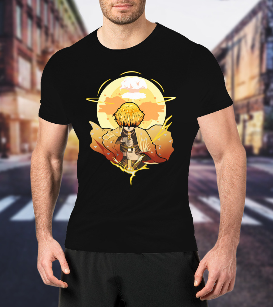 Demon Slayer Kimetsu No Yaiba Zenitsu Thunder Breathing Lightning Style Aura T-Shirt