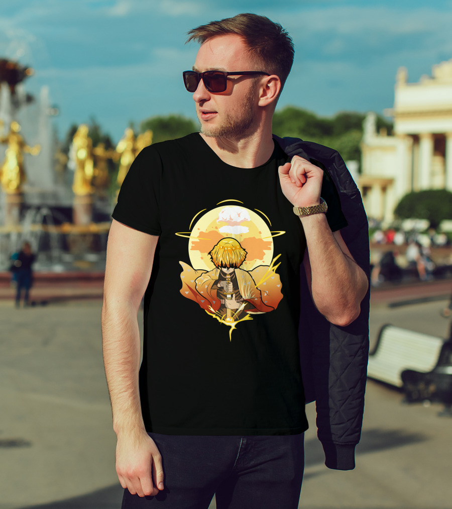 Demon Slayer Kimetsu No Yaiba Zenitsu Thunder Breathing Lightning Style Aura T-Shirt