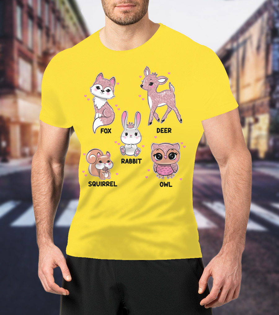 Fox Deer Rabbit Squirrel Owl Cute Animals T-Shirt