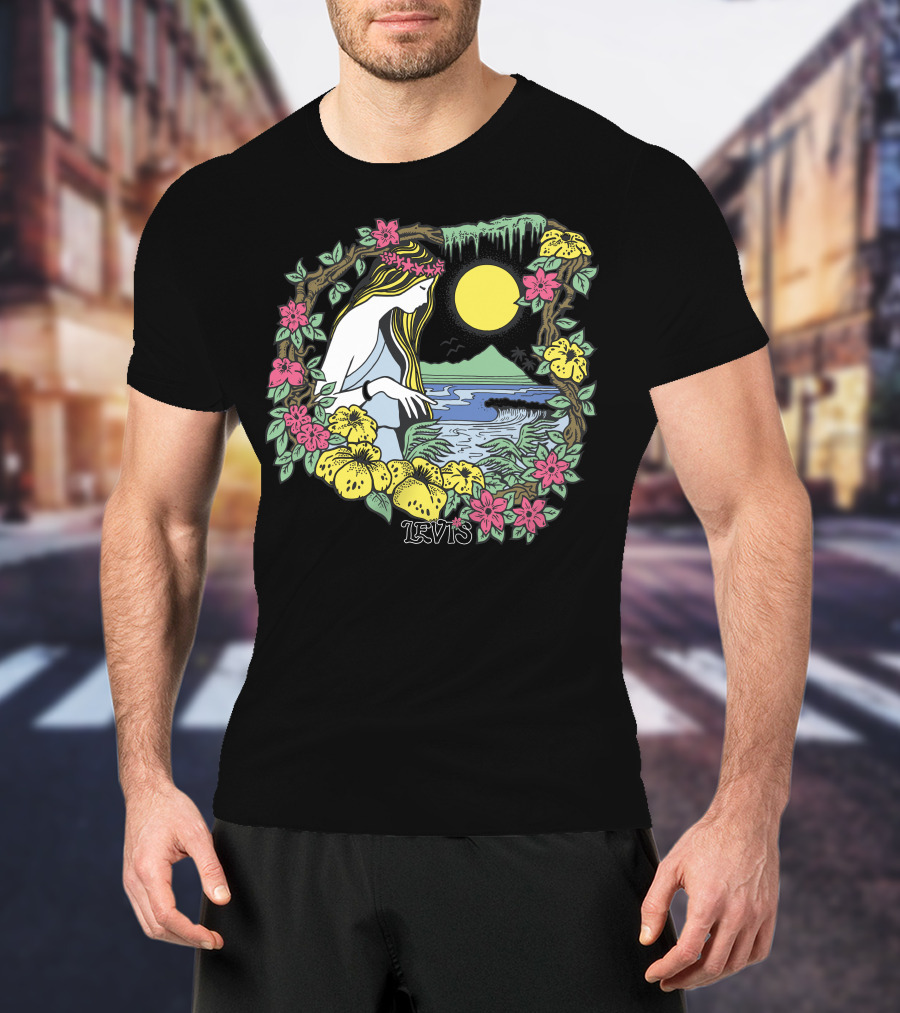 Levis Nature Goddess Tropical Paradise Scene T-Shirt