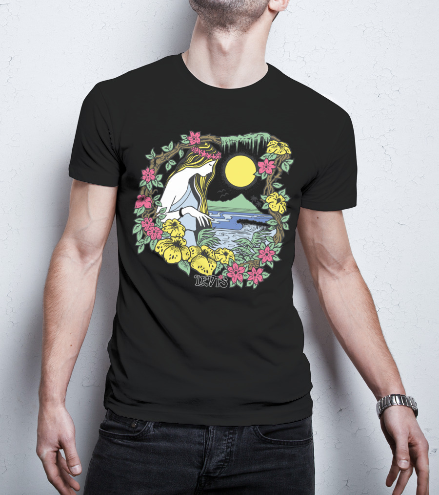 Levis Nature Goddess Tropical Paradise Scene T-Shirt