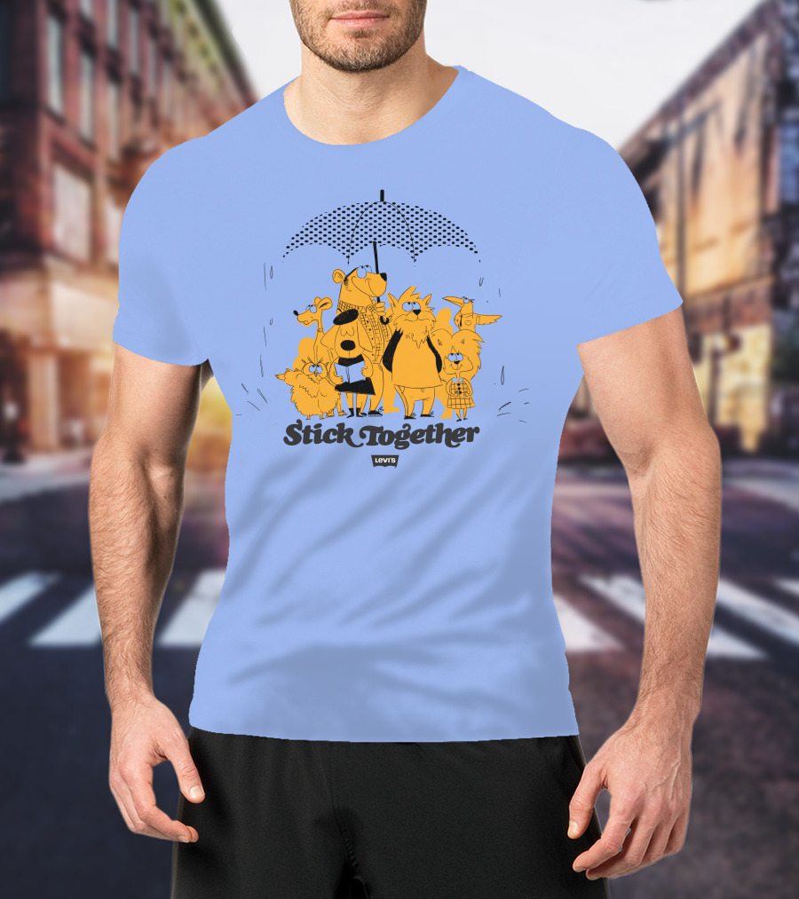 Stick Together Levi's Umbrella Animal Friends Collaboration T-Shirt