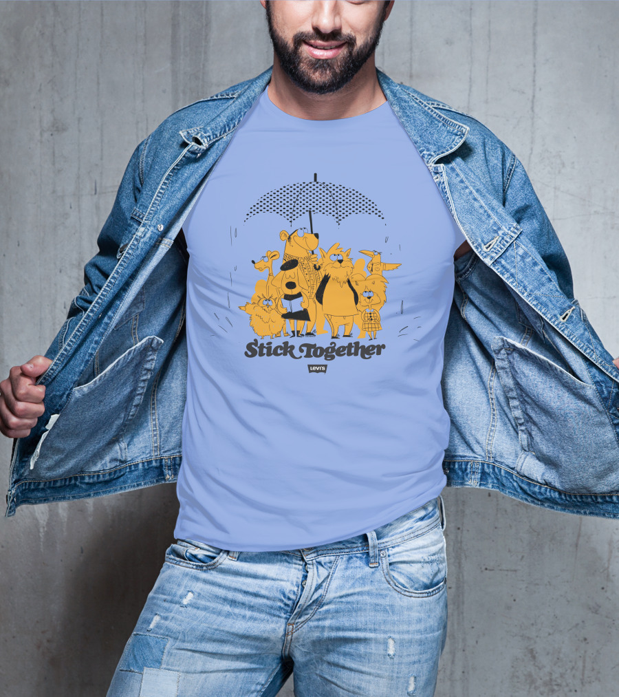 Stick Together Levi's Umbrella Animal Friends Collaboration T-Shirt