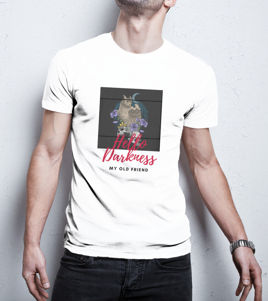 Hello Darkness My Old Friend Owl And Moon T-Shirt