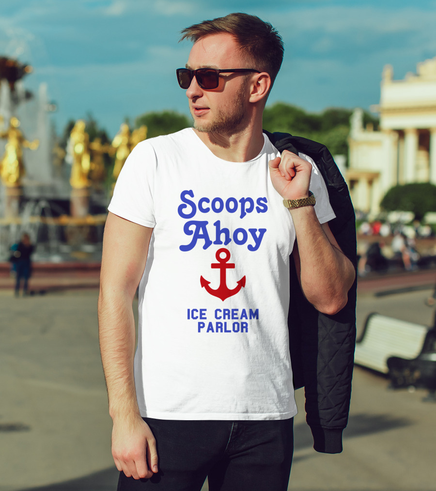 Scoops Ahoy Ice Cream Parlor Red Anchor Logo Iconic Stranger Things Merchandise T-Shirt