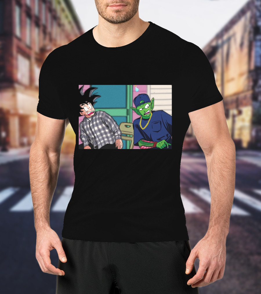 Goku And Piccolo Damn Friday Crossover Plaid Shirt Gold Chain Hat T-Shirt