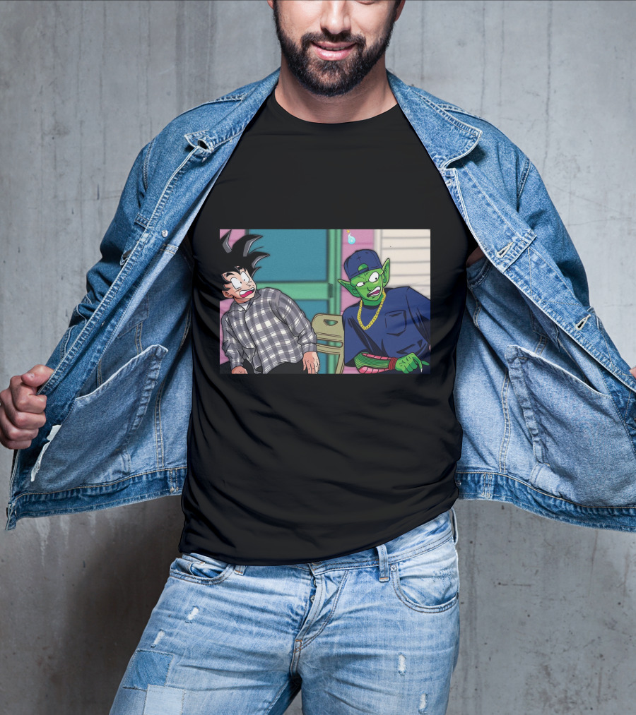 Goku And Piccolo Damn Friday Crossover Plaid Shirt Gold Chain Hat T-Shirt