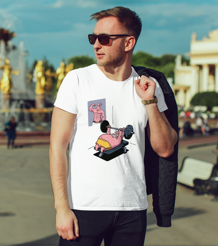 Majin Buu Patrick Lifting Weights With Motivational T-Shirt