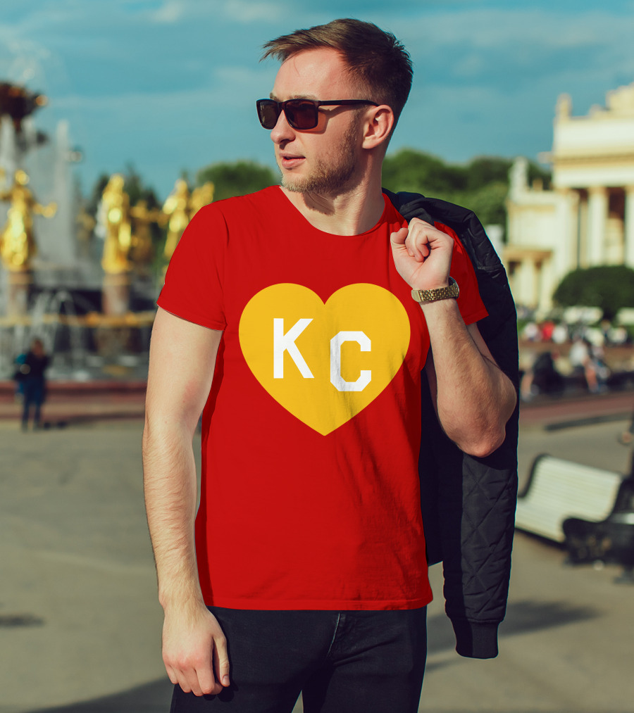 Mishacollinscloset Charlie Hustle Red And Gold KC Heart T-Shirt