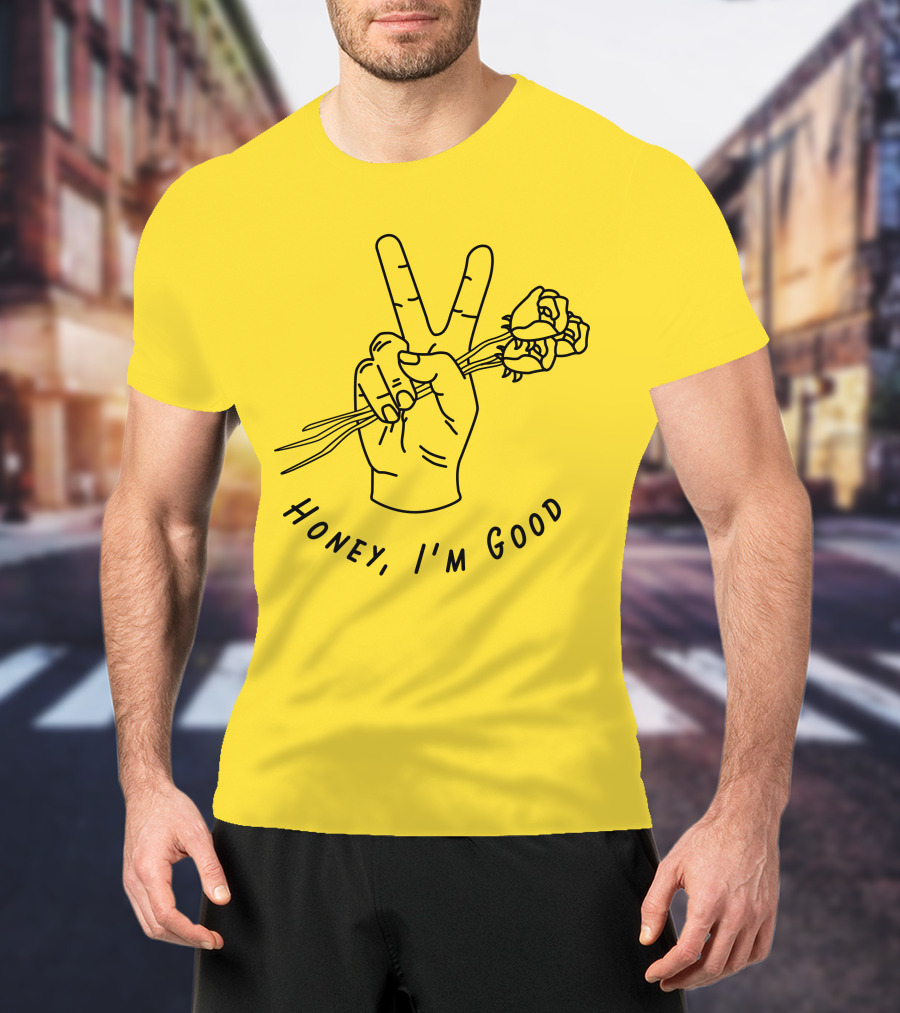 Andy Grammer Honey I'm Good Yellow Hand Peace Sign Roses T-Shirt