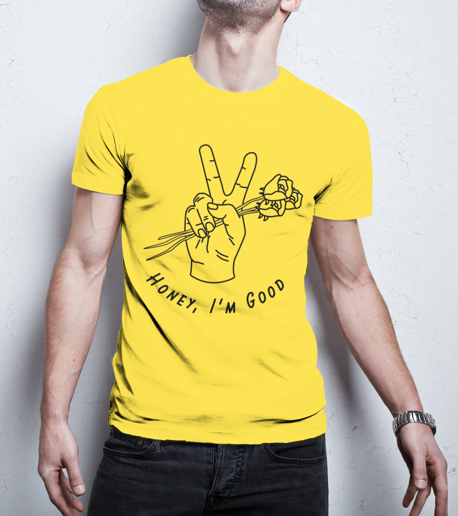 Andy Grammer Honey I'm Good Yellow Hand Peace Sign Roses T-Shirt
