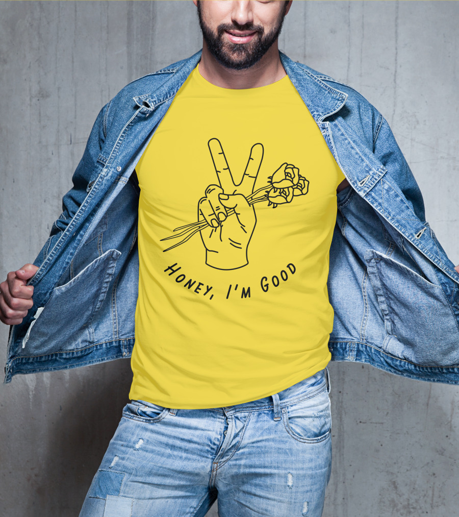 Andy Grammer Honey I'm Good Yellow Hand Peace Sign Roses T-Shirt