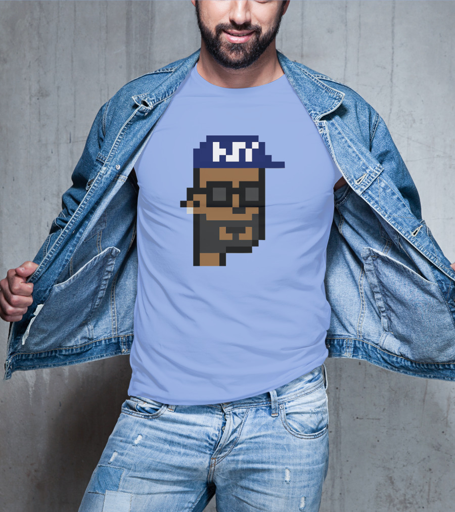Open Sea Store Citipunk 0003 Julia NFT Pixel Art Character With Blue Cap And Glasses T-Shirt
