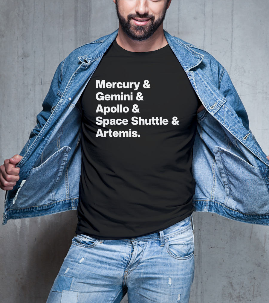 Mercury Gemini Apollo Space Shuttle Artemis Program Missions T-Shirt