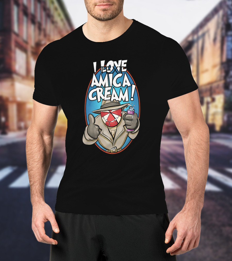 I Love Amica Cream That Umbrella Guy Thumbs Up With Drink T-Shirt