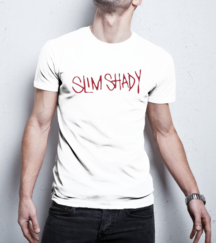 Eminem Merch Slim Shady Red Text Iconic Typography T-Shirt