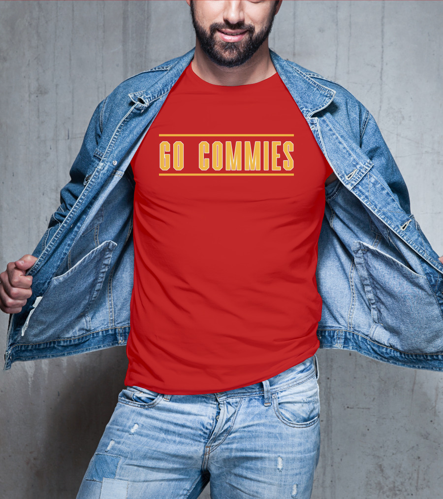 Go Commies Yellow Text On Red T-Shirt