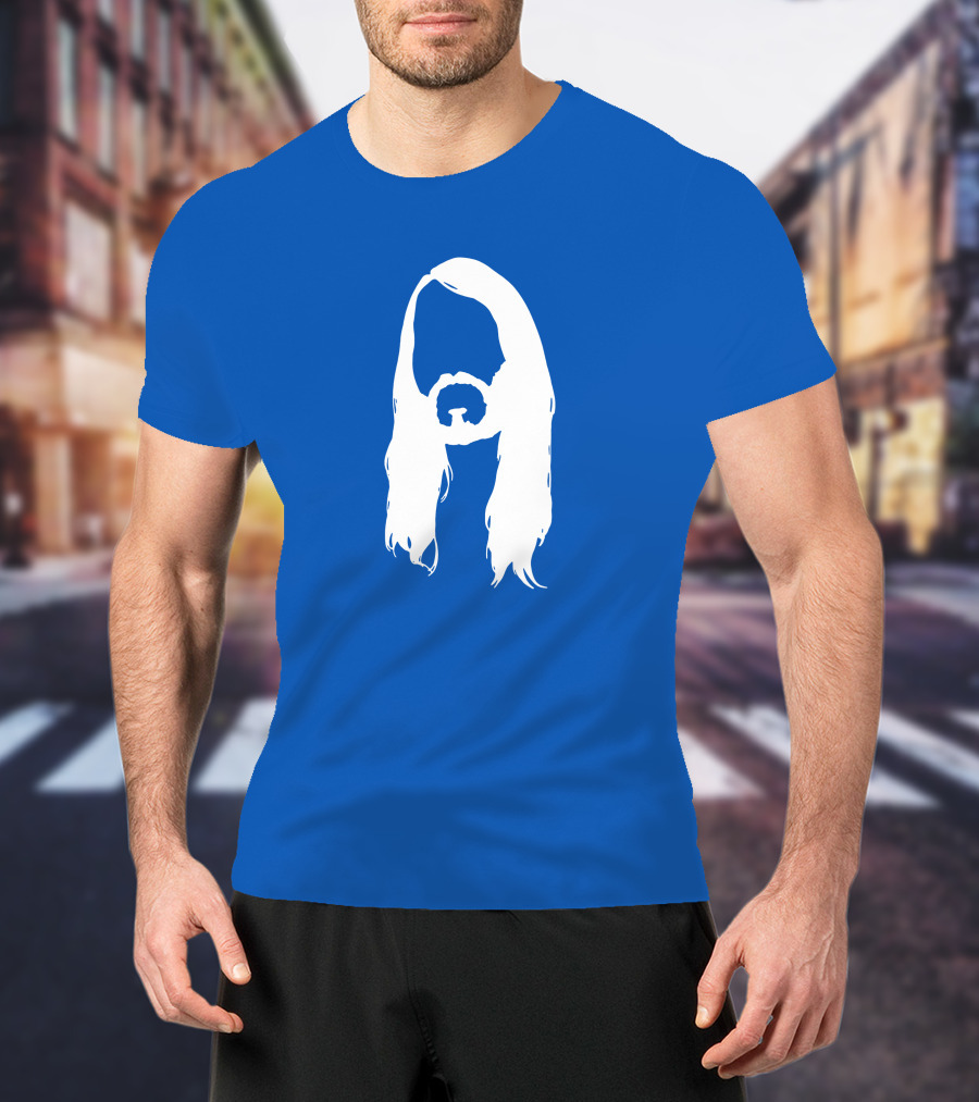 Moist Merch Charlie Head Silhouette Long Hair Blue T-Shirt