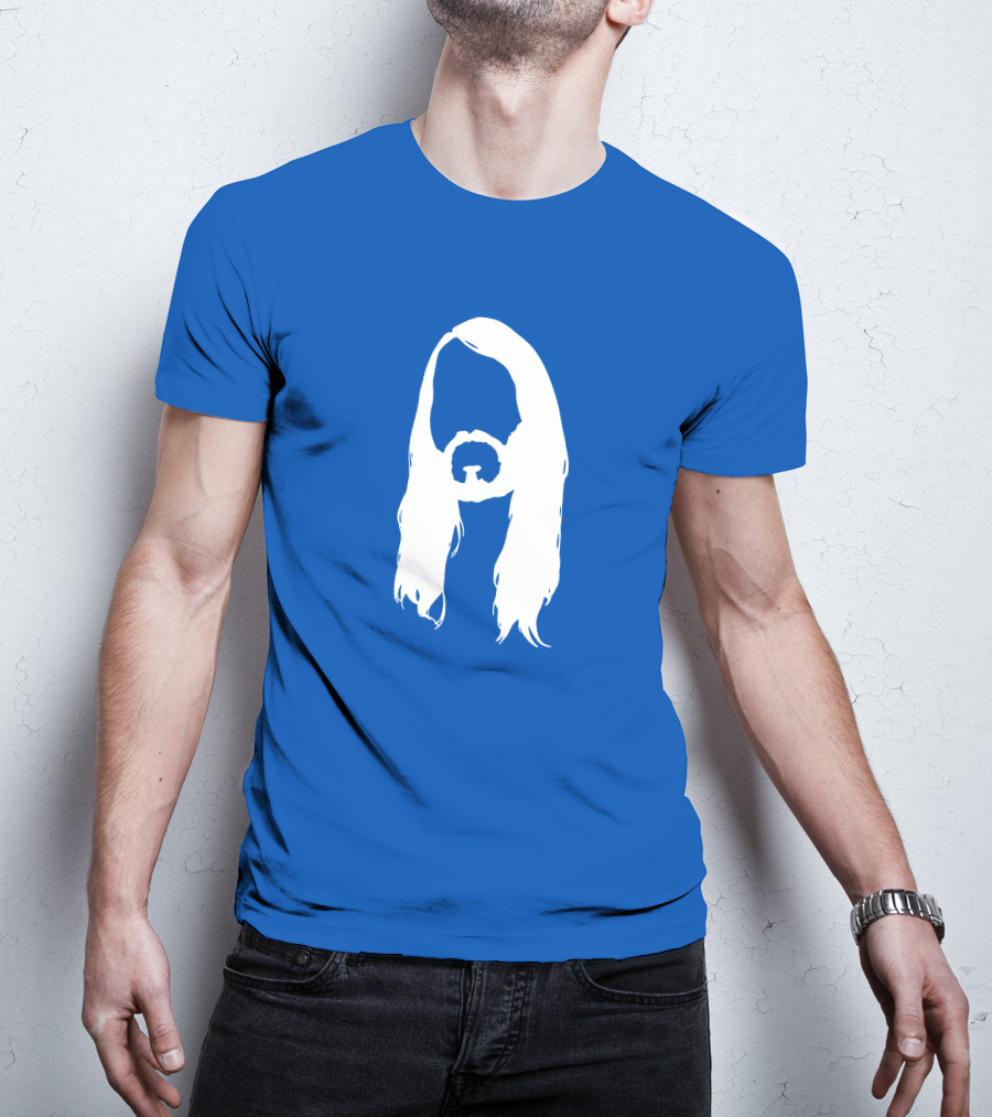 Moist Merch Charlie Head Silhouette Long Hair Blue T-Shirt