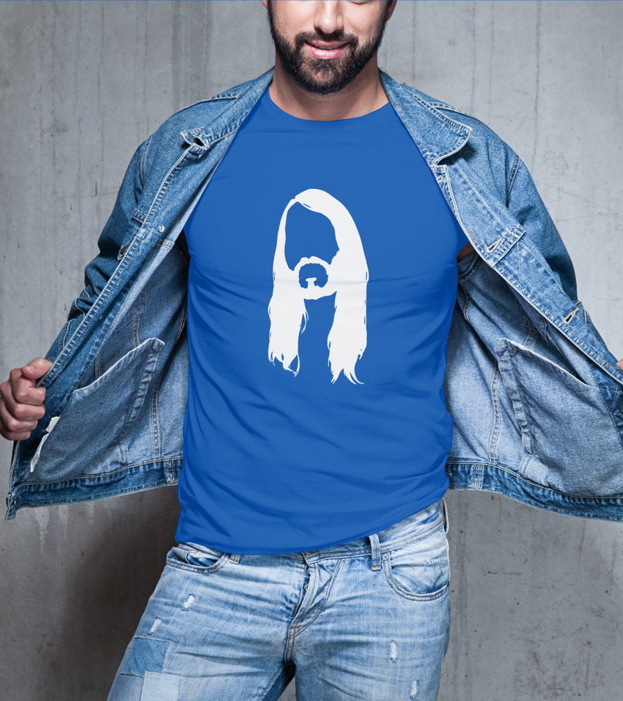 Moist Merch Charlie Head Silhouette Long Hair Blue T-Shirt
