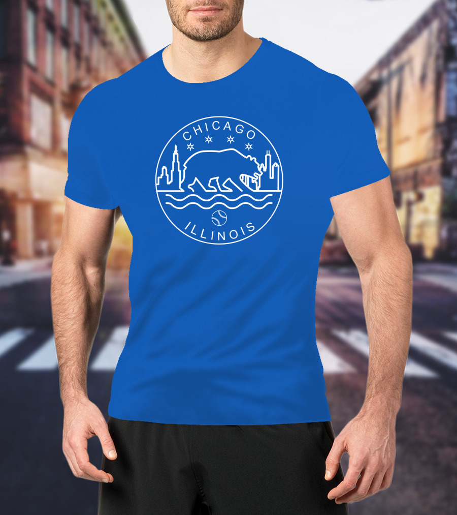Chicago Illinois Bear Skyline Stars Baseball Seal 1908 T-Shirt