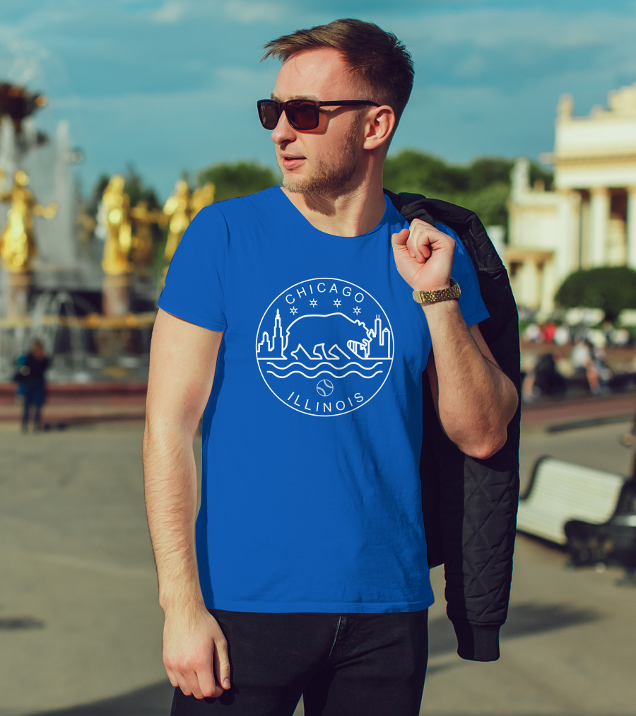 Chicago Illinois Bear Skyline Stars Baseball Seal 1908 T-Shirt