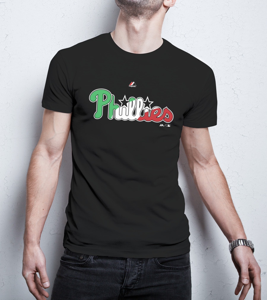 Philadelphia Phillies Majestic Phillies Green Red Black White Star T-Shirt