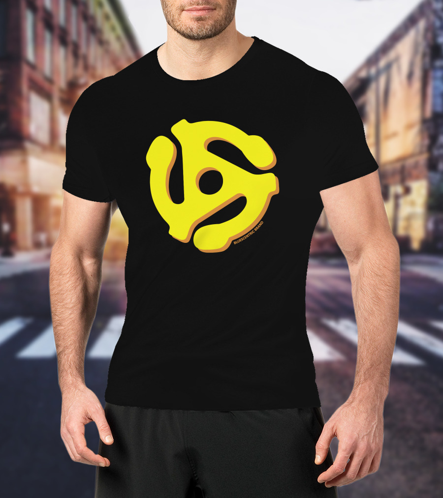 Bluescentric Brand Yellow 45 RPM Vinyl Record Adapter T-Shirt