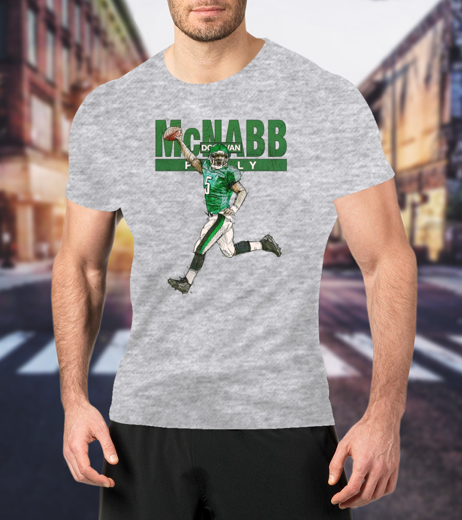 Donovan McNabb Philly Football Green Number 5 Drawing T-Shirt