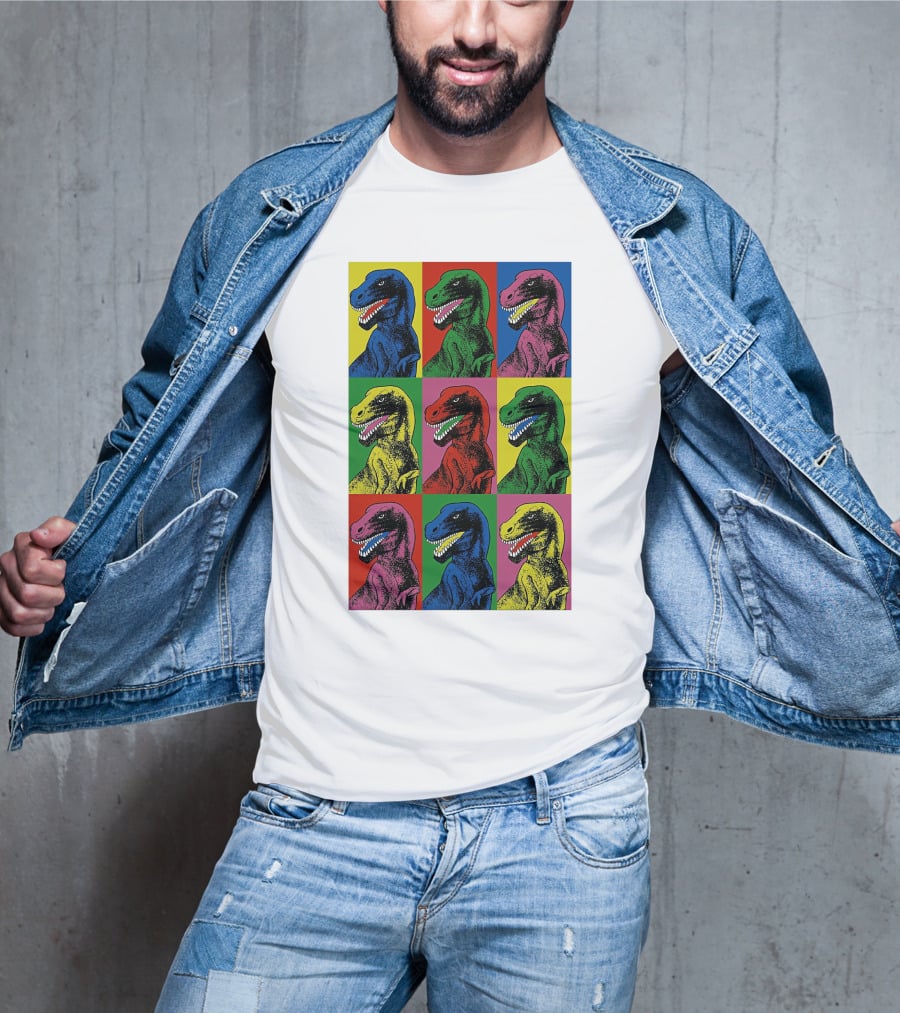 Steven Spielberg Jurassic Park Dinosaur Pop Art Universalpics Andy Warhol T-Shirt