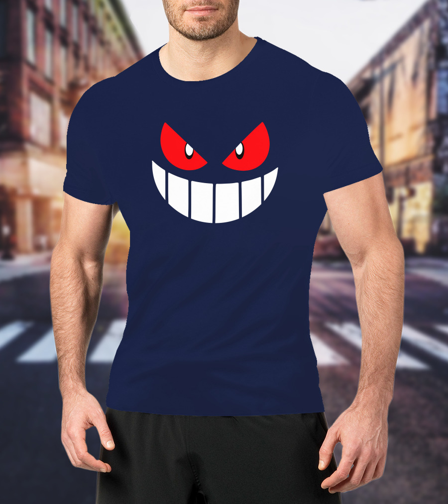 Gengar Pokemon Eyes Grinning Face Red Eyes White Teeth T-Shirt
