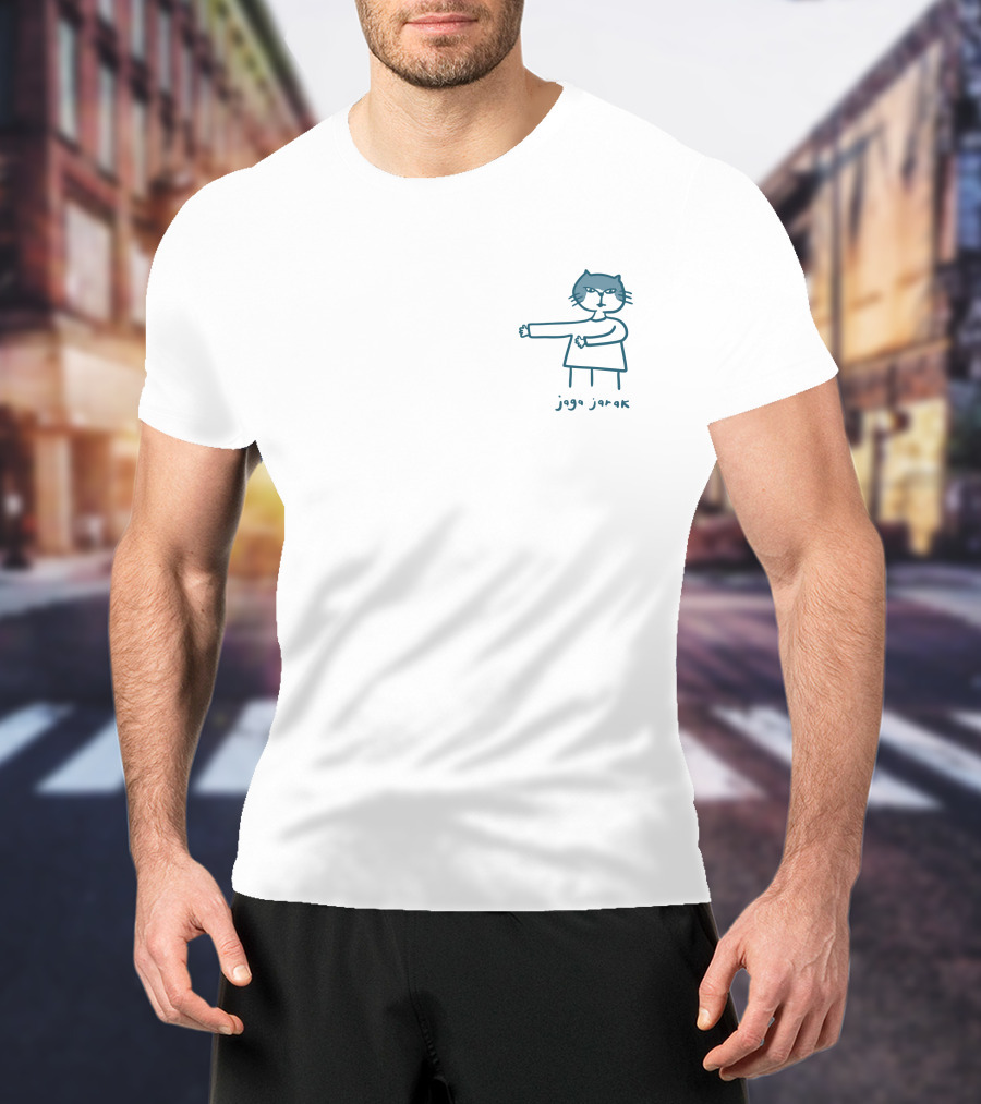 Ann Jaafar Jaga Jarak Cat Icon Social Distancing Reminder T-Shirt