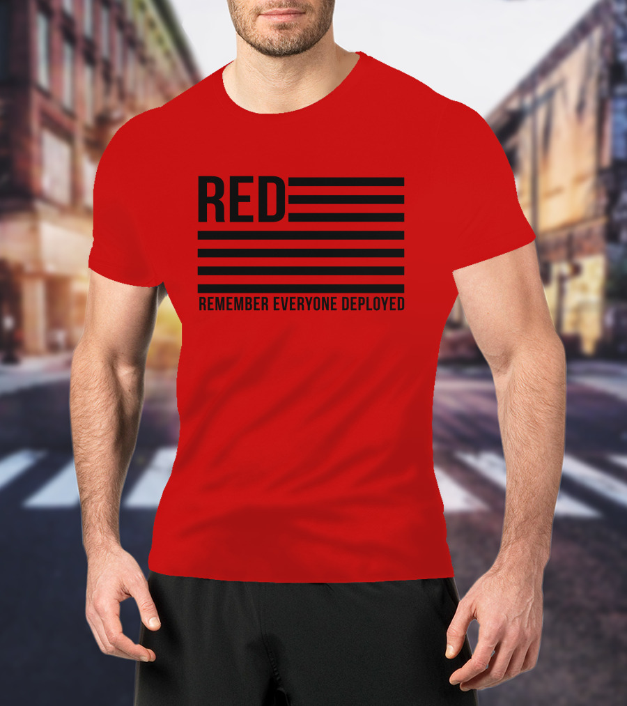 Karma Girl RED Remember Everyone Deployed USA Flag T-Shirt