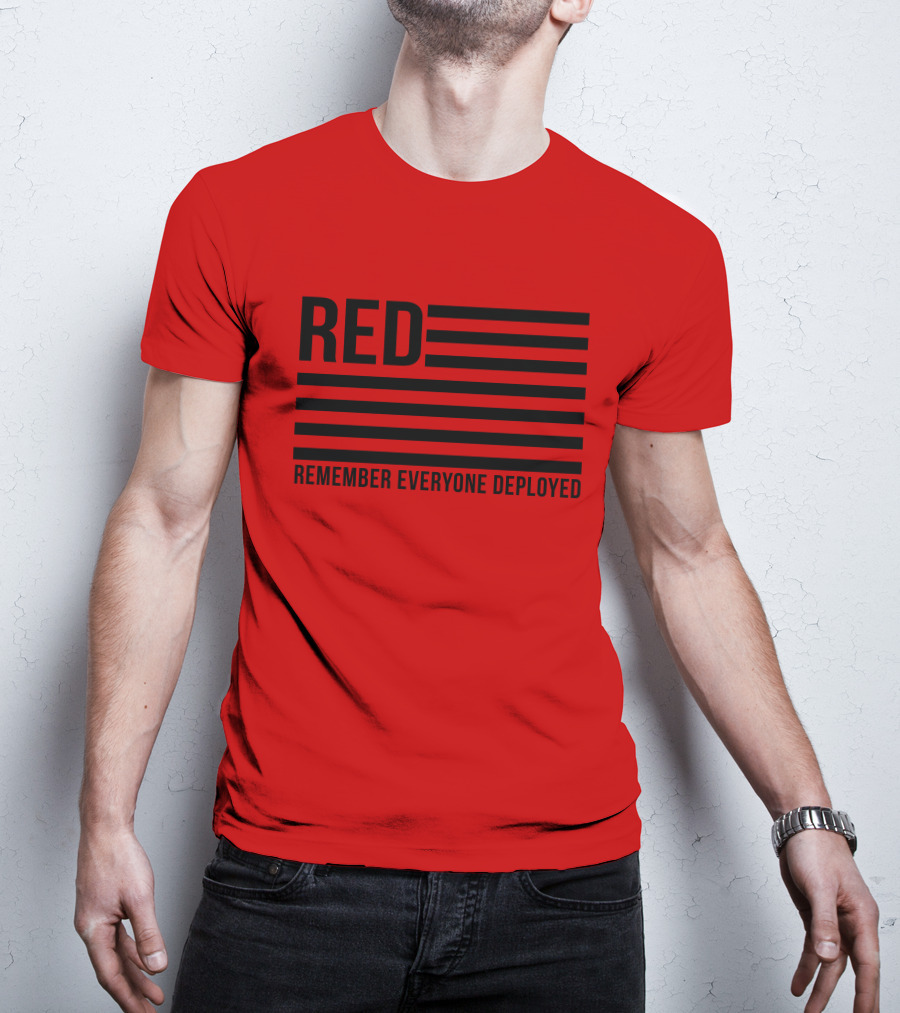 Karma Girl RED Remember Everyone Deployed USA Flag T-Shirt