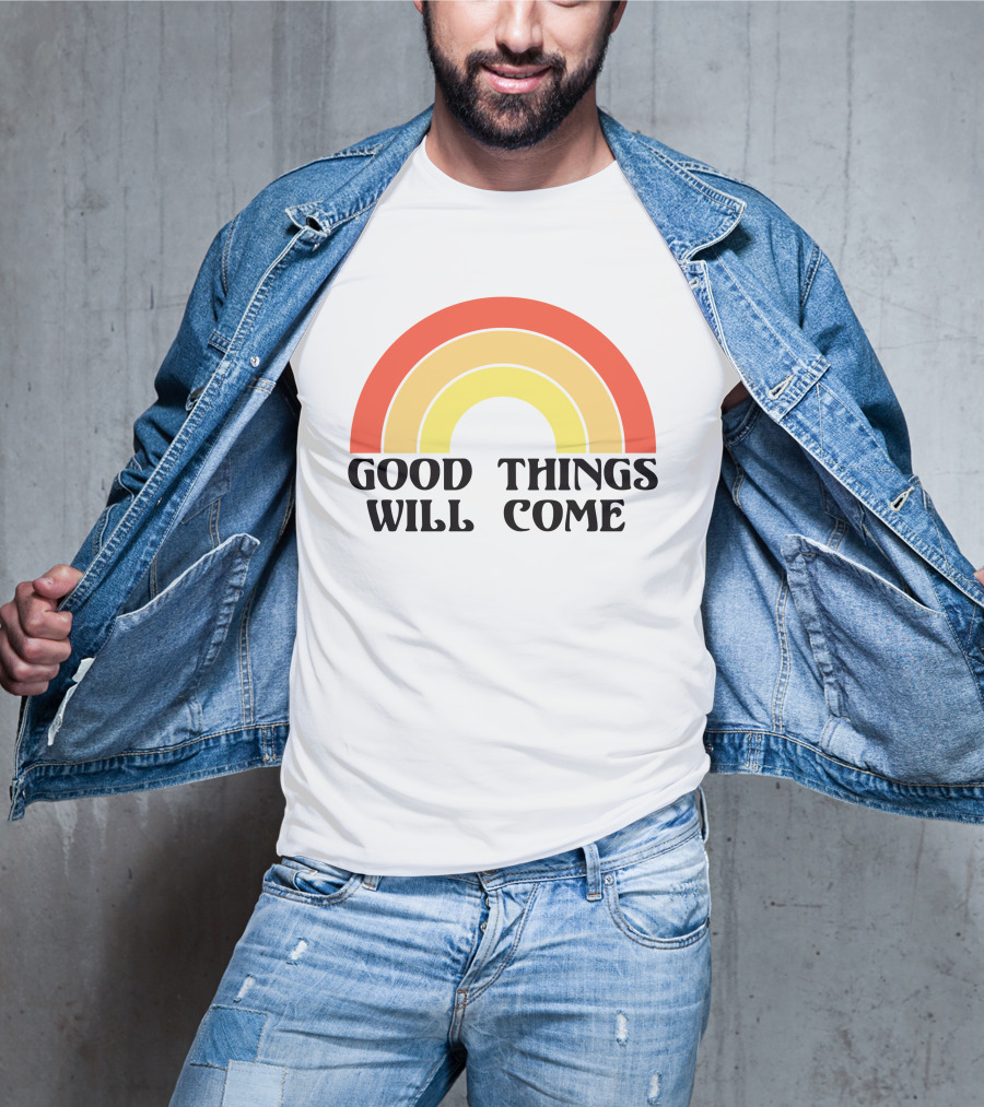 Good Things Will Come Retro Rainbow Frivvi Posting T-Shirt
