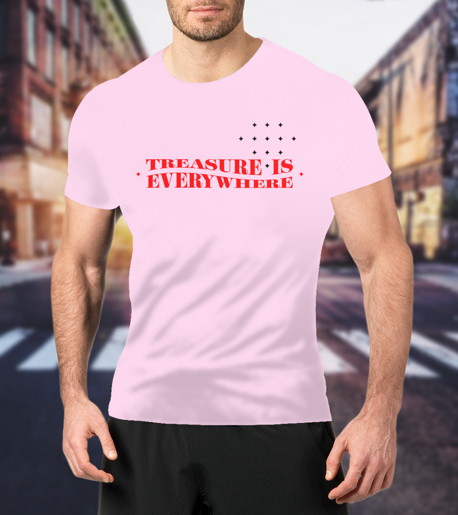 Junkyu Treasure Is Everywhere Pink And Red Text With Stars T-Shirt