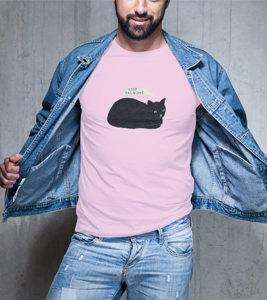 Randall Mann Stop Talking Cat Black Cat T-Shirt
