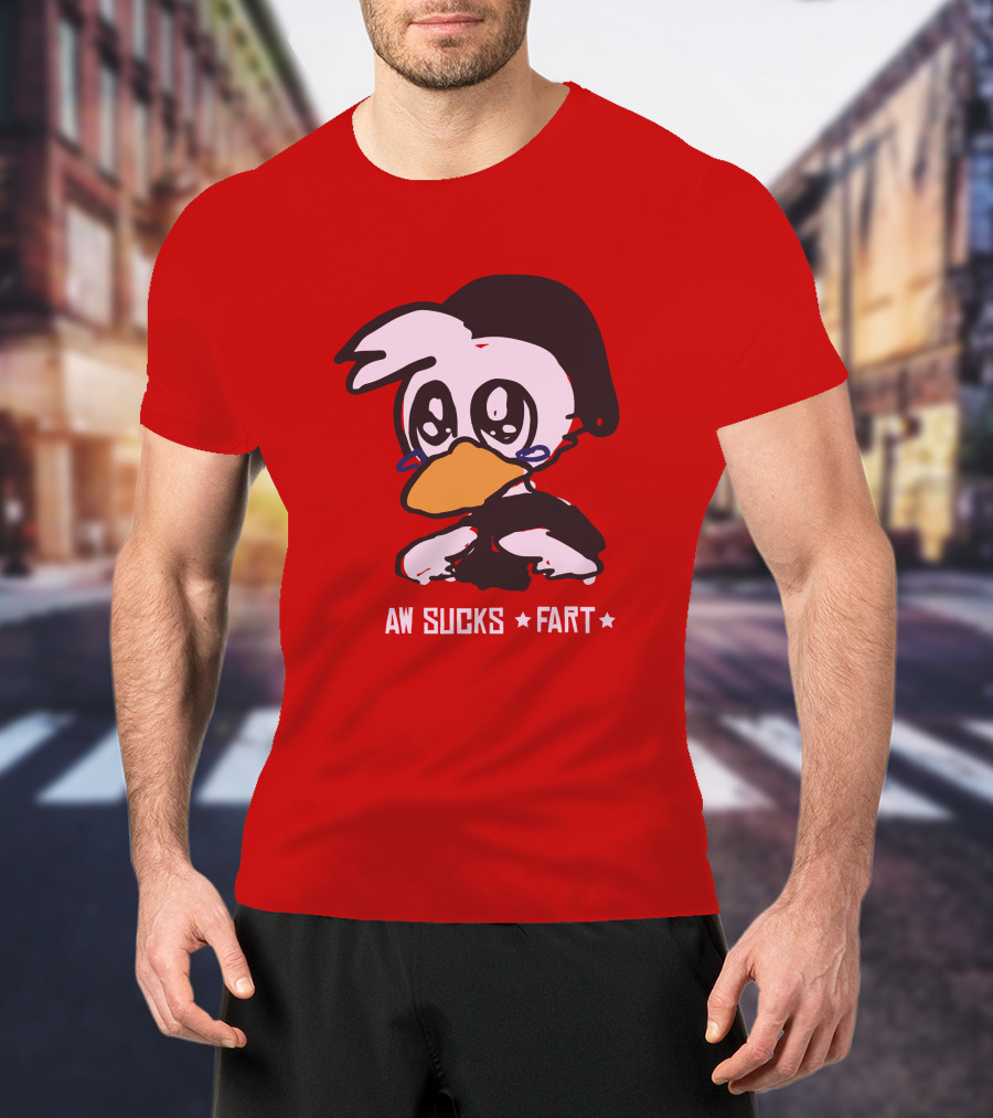 Aw Sucks Fart Crying Duck Cartoon T-Shirt
