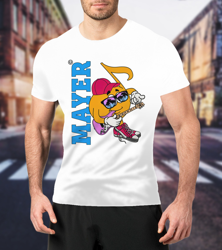 Mayer Sob Rock Merch Music Note Character With Guitar And Sunglasses T-Shirt