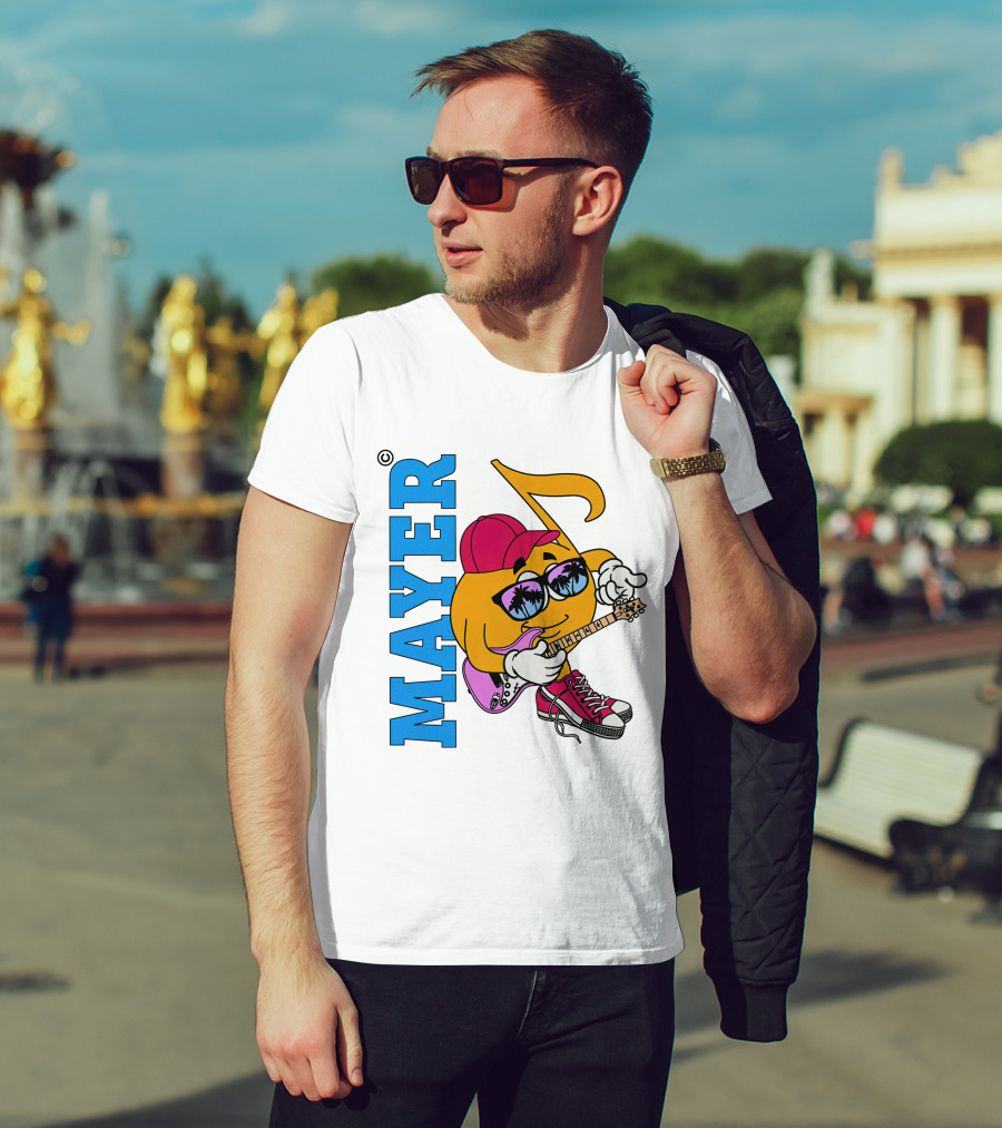 Mayer Sob Rock Merch Music Note Character With Guitar And Sunglasses T-Shirt